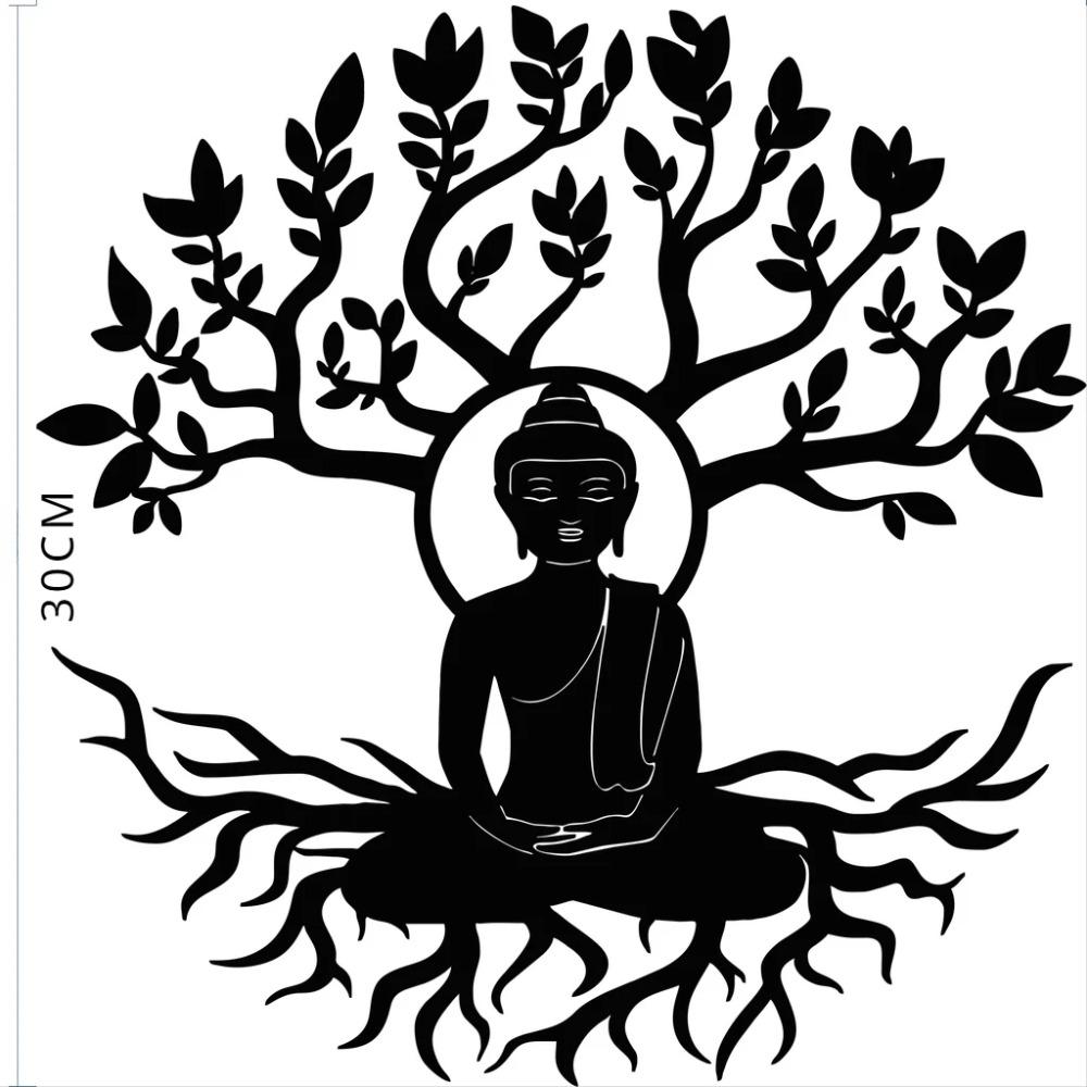 1pc Metal Wall Decor - Buddhism Theme Inspired Wall Art Decorations for Bedroom, Graceful Sticker Mural and Metal Wall Hanging