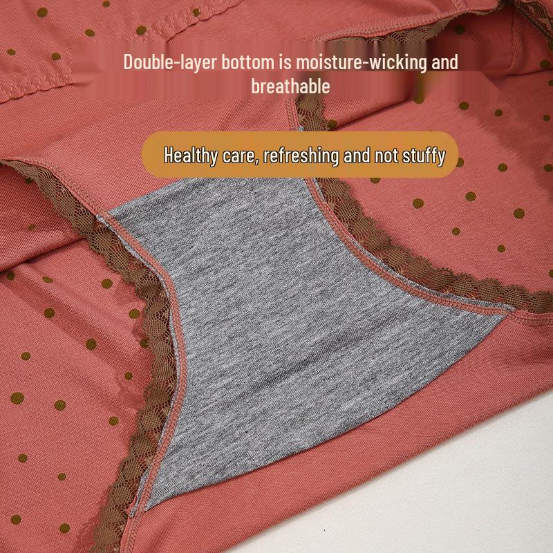 Plus Size High-Waisted Polka Dot Cotton Underwear for Women - 2026 New Style for Middle-Aged and Elderly