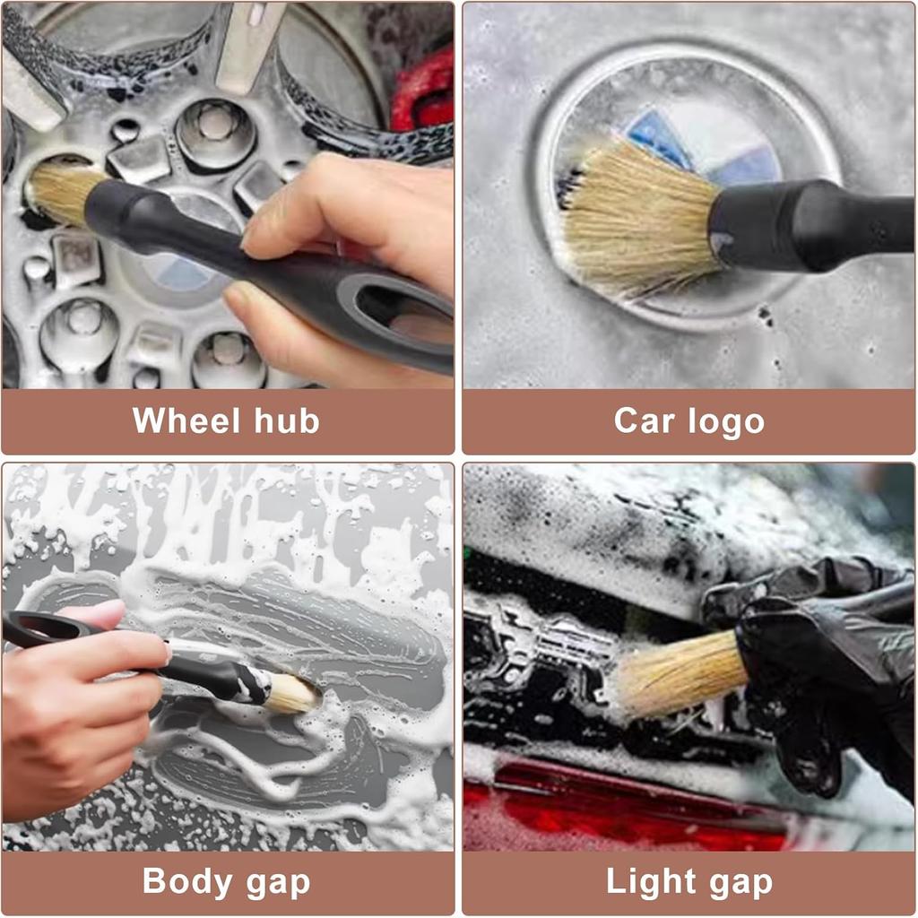 Car Detailing Brush Set, 4PCS Ultra Soft Detail Brushes For Interior & Exterior Cleaning Professional Auto Detailing Brushes For Car Wash, Wheels,