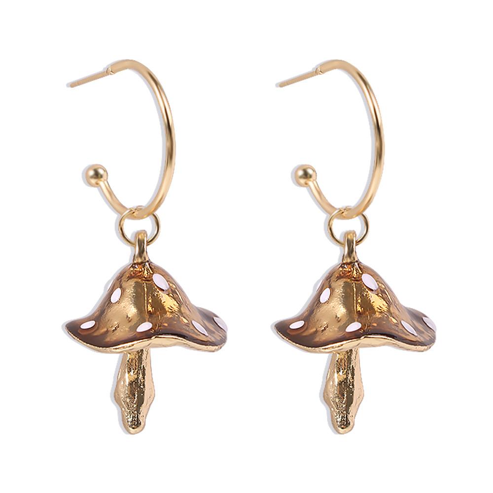 European and American Creative Dream Cute Mori Small Mushroom Oil Drop Earrings Colored Oil Drop Mushroom Earrings