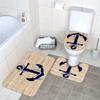 3pcs Sailing Boat Anchor Bathroom Rug Set Non-Slip U-Shaped Mat and Toilet Lid Cover Ocean Nautical Theme Washable Floor Mats