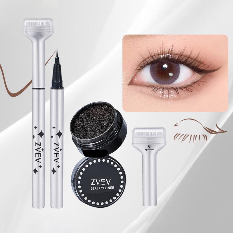 

1Set Black/Brown Lower Eyelash Stamp Professionnelle Eyelash Seal Eyeliner Pen Waterproof And Sweat Proof 2 In 1 Eye Liner коричневый