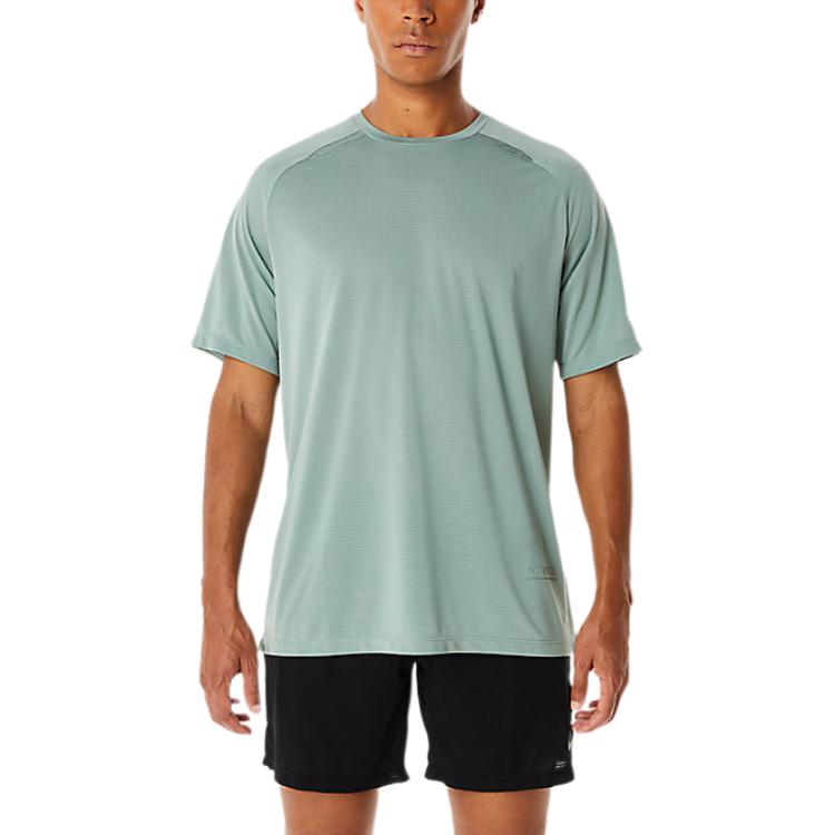 Asics Comfortable Moisture-Wicking Breathable Crew Neck Short Sleeve T-Shirt Men Tops Light-Gray-Green 2031D786-023