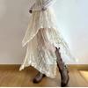 Women Vintage Y2K  Lace Asymmetrical Skirt Fairycore  Boho Aesthetic Fashion High Waist Skirts Lady Holiday Outfits