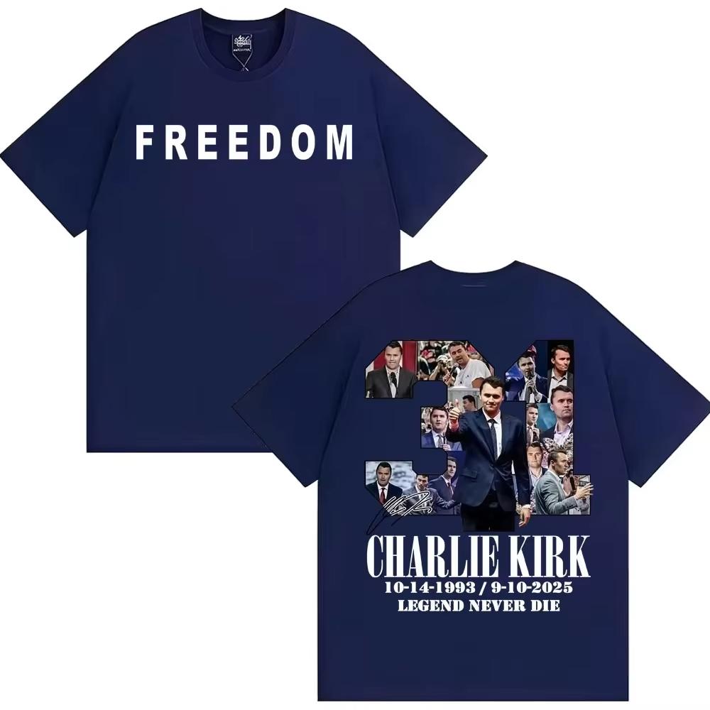 Justice for Charlie Kirk Legend Never Dies T Shirt Freedom Speech Protest T Shirt Unisex Fashion Summer Casual High Quality Top