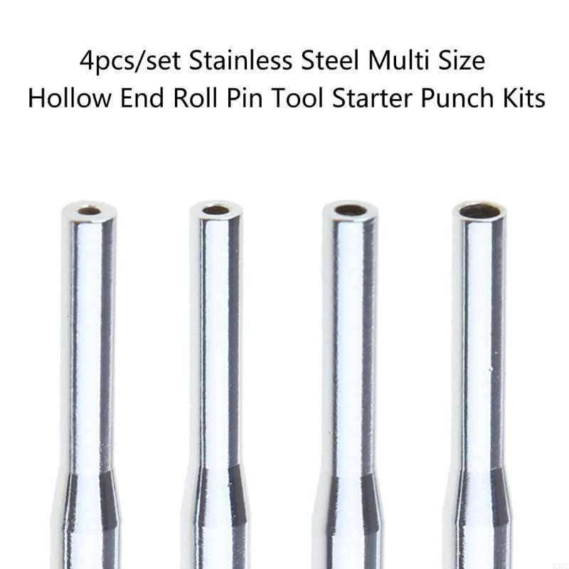 4pcs/set Stainless Steel Multi Size Hollow End Roll Pin Tool Starter Kits X3UC