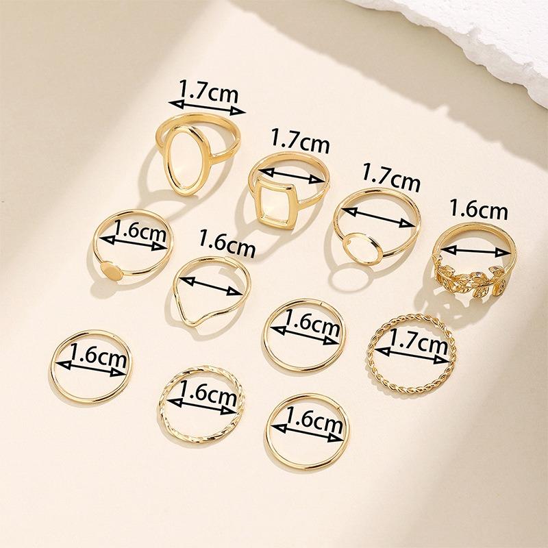 New open alloy ring set, plain ring ring, women's design sense niche square ring