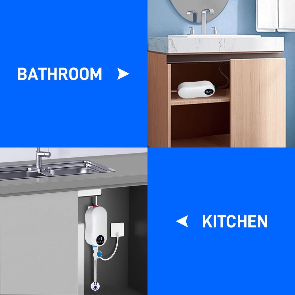 5500W Water Heater Electric Tankless Instant Hot Water Heater Kitchen Under Sink Tap Bathroom Shower Mini Water Heater White