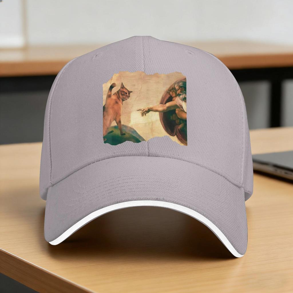 Funny Cat Swatting Gods Hand Parody Cat Casual Baseball Cap Sport Hip Hop Hats Spring Breathable Unisex Unisex Snapback Cap