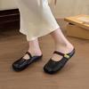 Retro flat-bottomed silver bag head half-drag women's outer wear 2025 summer new half-tray single shoes one pedal lazy sandals
