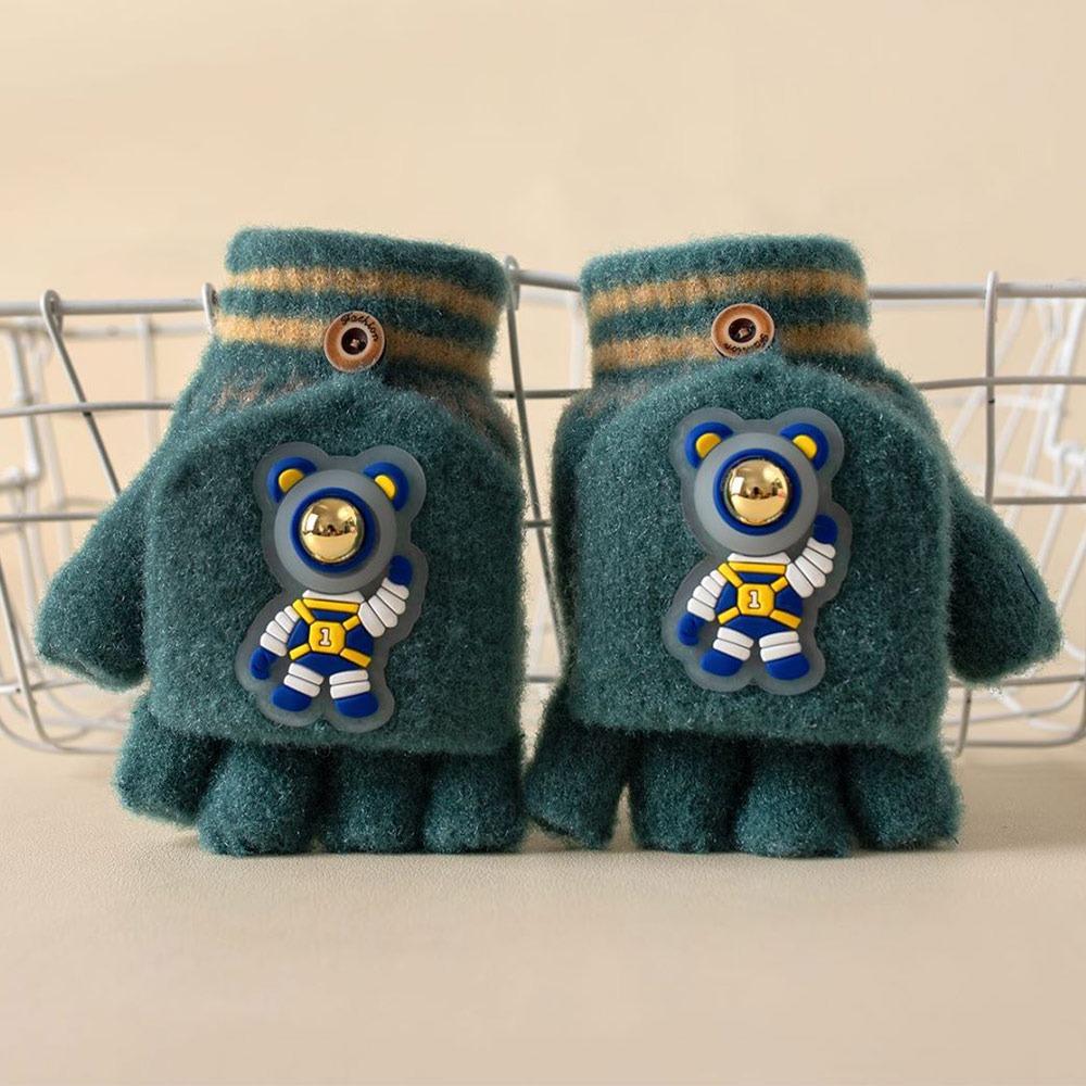 Cycling Winter Kids Gloves Half Finger Flap Gloves for 3-12 Years Boys Girls