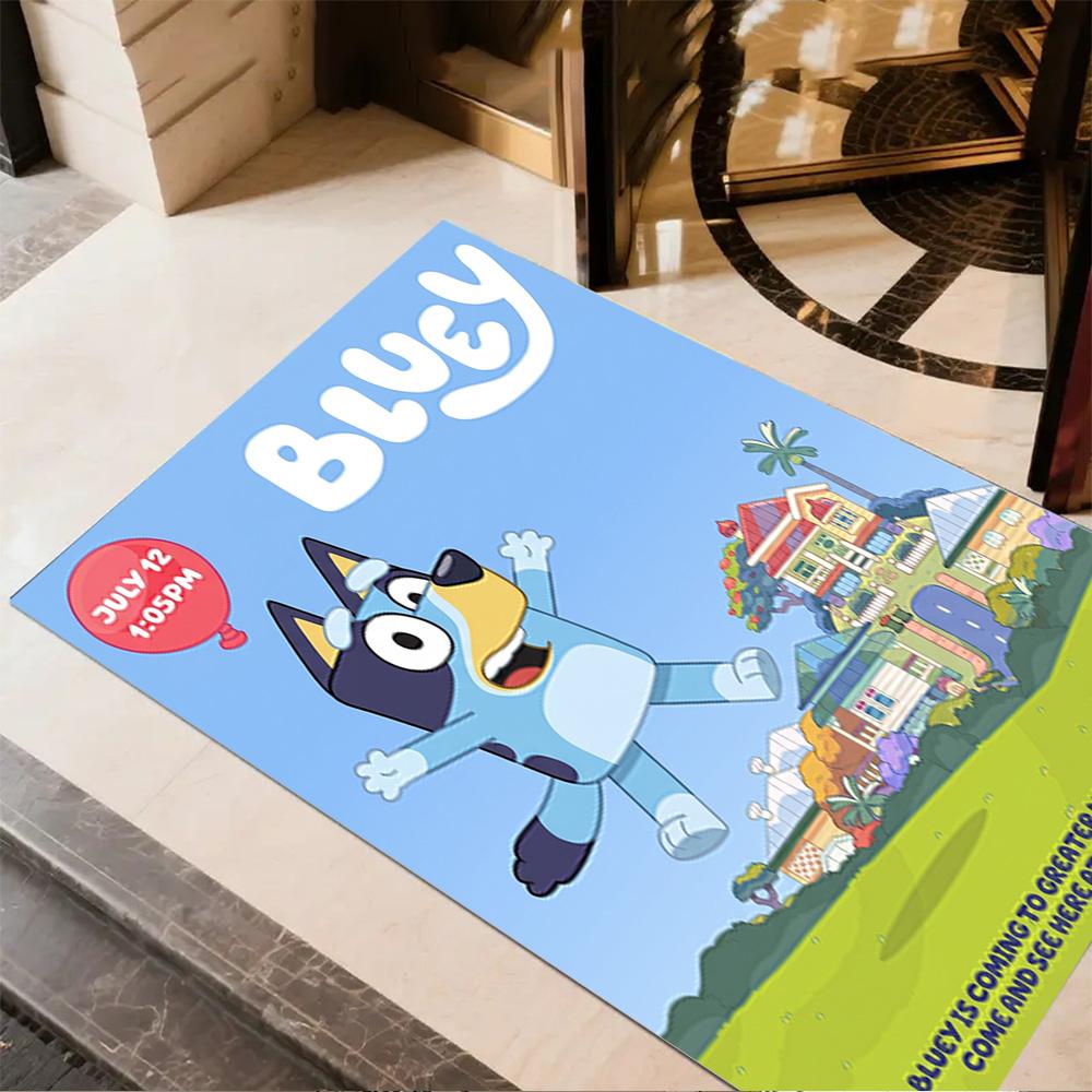 Bluey Friends Adventure Floor Mat Suitable for Kitchen Decorate room Foyer Living Rooms Antislip Carpet Anime Office Decor Best for Christmas