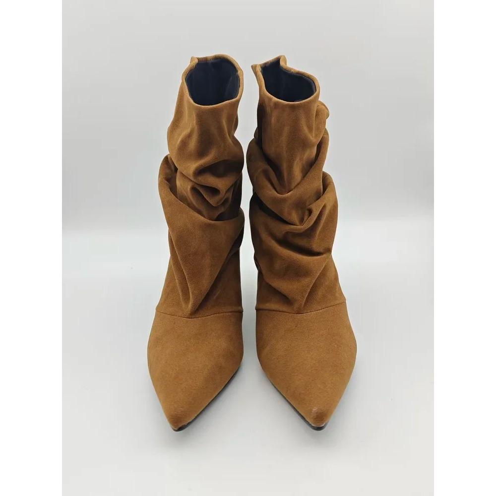 Eilyken 2026 Nuovi Stivali Invernali Corti alla Caviglia Pieghettati a Punta Donna Retro Eleganti Designer Femminili Botas