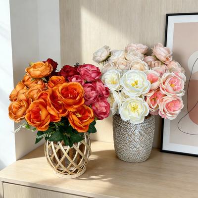 Artificial Rose Bouquet 7 Fake Flower Home Office Head Realistic Wedding Party Table Centerpiece