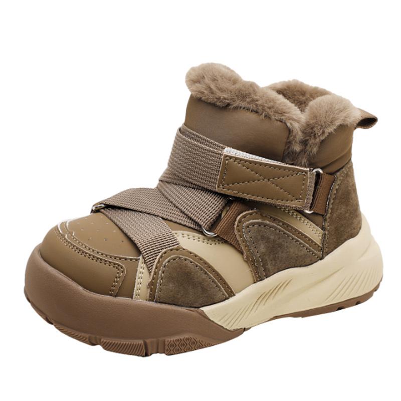 Winter Children Snow Boots Leather Warm Plush Toddler Kids Shoes Non-slip Girls Boys Boots EU 26-37