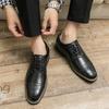 British style three-headed leather shoes business dress inner height increase pointed casual large size suit wedding shoes