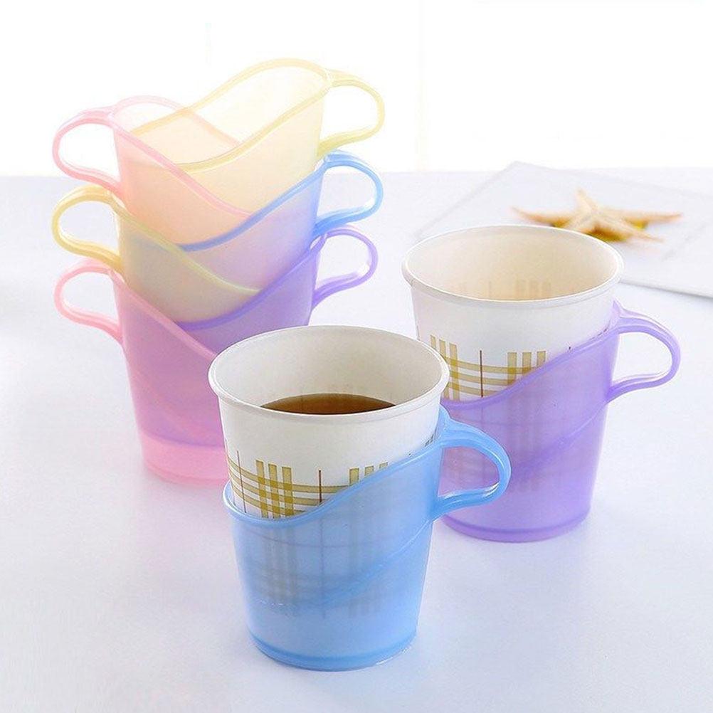 10Pcs Easy-Clean Paper Cup Holders with Handle for Coffee Tea Cups Multifunctional Desktop Racks Paper Cup Holder