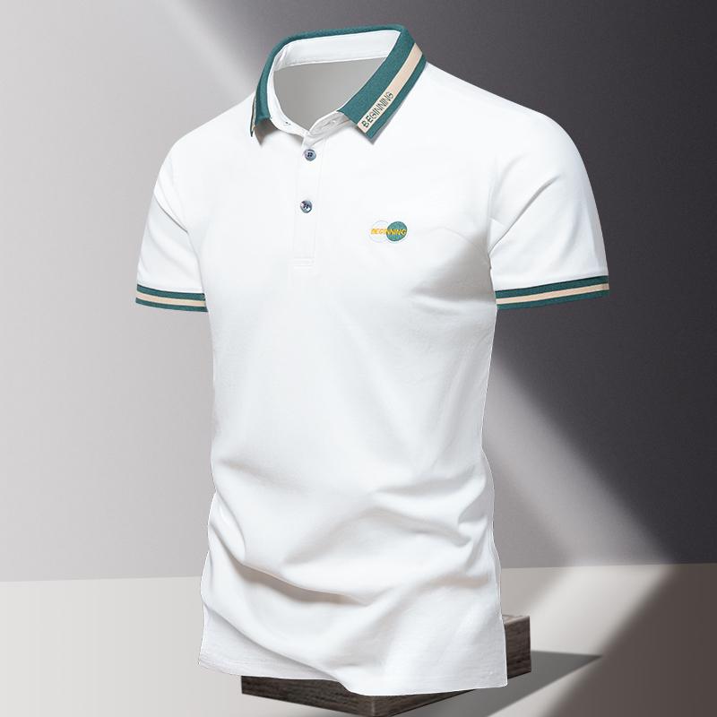 Summer Men's POLO Shirt Fashionable Ice Silk Quick Drying Short Sleeved T-shirt Solid Color Loose Fitting Business Collar Top