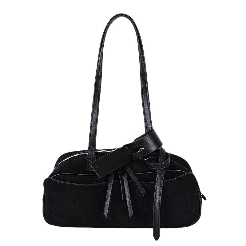 

Light Luxury Retro Small Shoulder Bags for Women Autumn Winter Stylish Casual Armpit Bag 2026 New Frosted Maillard Pillow Bags чёрный