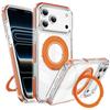 iPhone 17 Pro Max Magnetic Transparent Case with Two-Color Rotating Stand for Apple 16/15 Pro