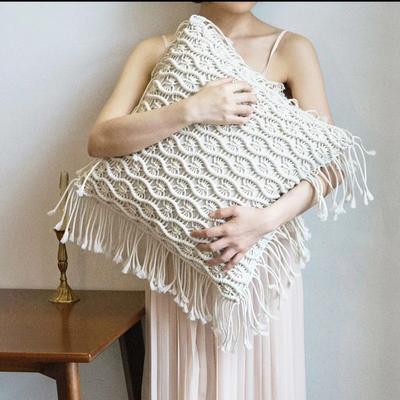 MOM'S YARD New Macrame Handmade Cushion Cover  Cotton Thread Pillowcase Bohemia Moroccan Sofa Decorative Pillowcase High-end