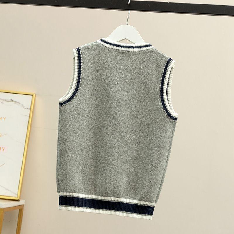 Autumn Winter British College Style Kids Cotton Knit Vest Infant Boy School Uniform Waistcoat Soft Toddler Knitwear for Outdoor