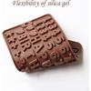 Silicone Letter Number Molds,Reble Chocolate Molds with Happy Birthday Cake Decorating Symbols(Brown 2pcs)