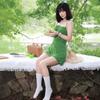 French Seaside Retro Vacation Green Suspender Dress Summer Summer Tube Top New Slim Dress Short