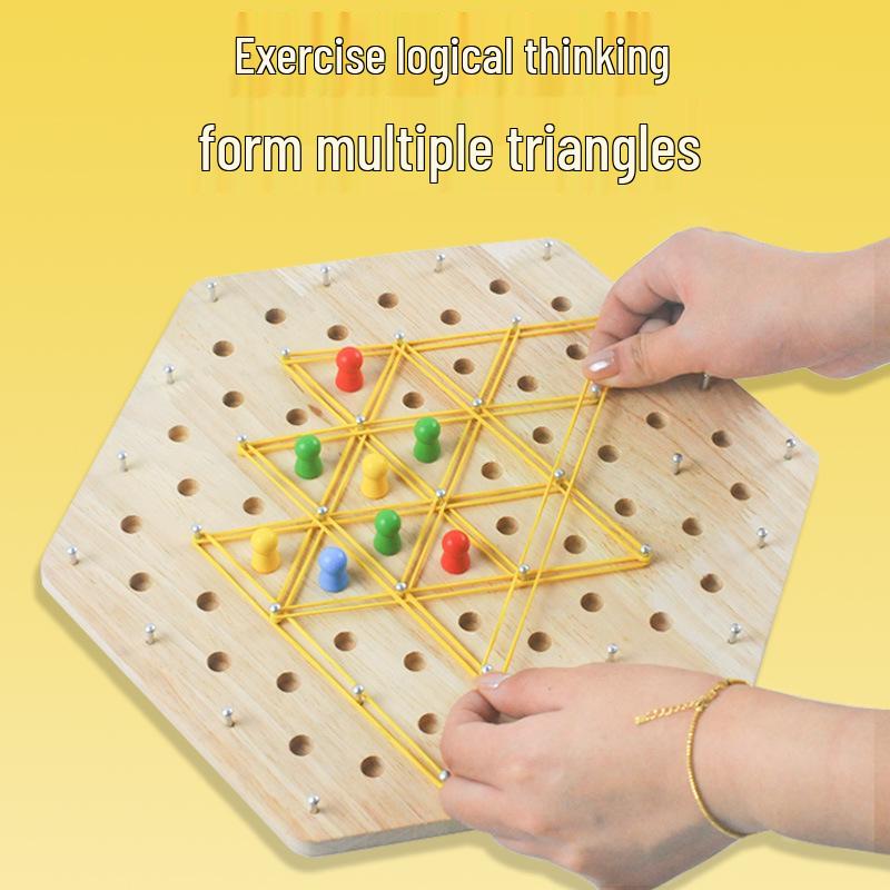 Wooden Triangle Chess Board Game - Parent-Child Interactive Educational Toy