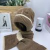 New double-color thermal cap versatile velvet scarf integrated snow cap plush wool cap buckle ear protector knitted cap