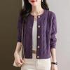 2026 Women's Round Neck Cable Knit Cardigan - Autumn/Winter Trendy Short Sweater Coat