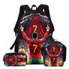Casual Sports CR7 Print School Bag With Lunch Bag Pencil Case 3pcs Set Primary Student Boys Girls Backpacks Birthday Gifts