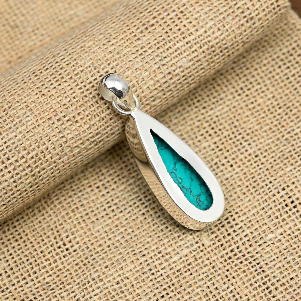 Santa Rosa Türkis Edelstein 925 Sterling Silber handgefertigter Schmuckanhänger