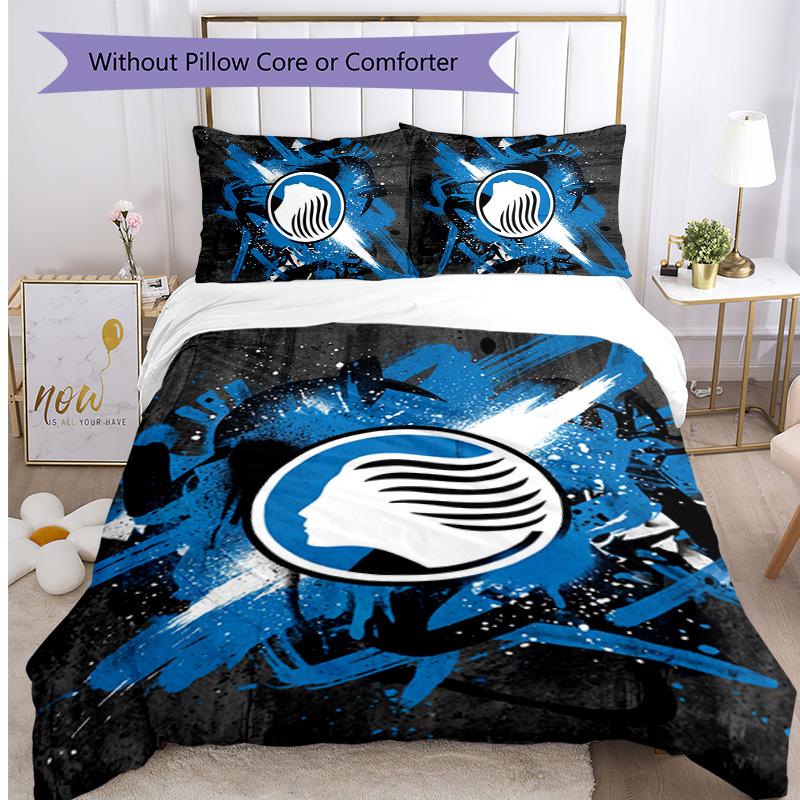 Set Biancheria da Letto Stampato 3 Pezzi Atalanta FC Traspirante Copripiumino con Federe Biancheria da Letto Decorativa per Camera da Letto Casa