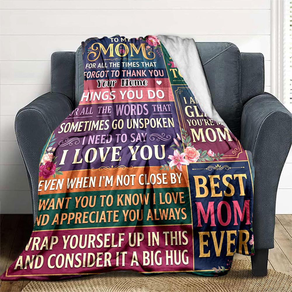 Mom'S Love Appreciation Blanket Warmthful Decor Great For Sofa Couch Office Bed Picnics Four Seasons Multipurpose Digital Print Birthday Christmas