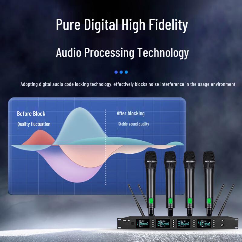 HDCON HT-D840S4 UHF Wireless 4-Handheld Microphone System (CN version)