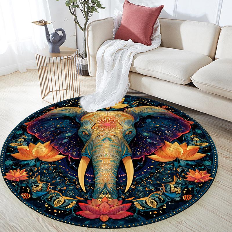 

Elephant pattern round rug,Carpet Rug for Living Room Bedroom Sofa Playroom Decor,Non-slip Floor Mat,Holiday Gifts and Birthday Gifts 80cmx80cm