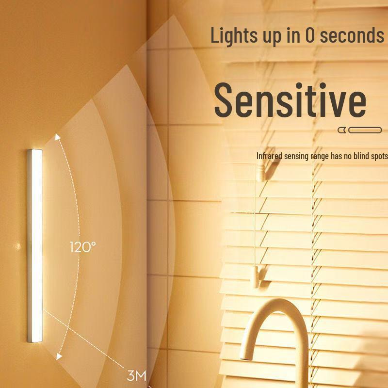 LED USB Rechargeable Magnetic Motion Sensor Light for Cabinets, Wardrobes, Stairs, and Hallways - Wireless Night Light