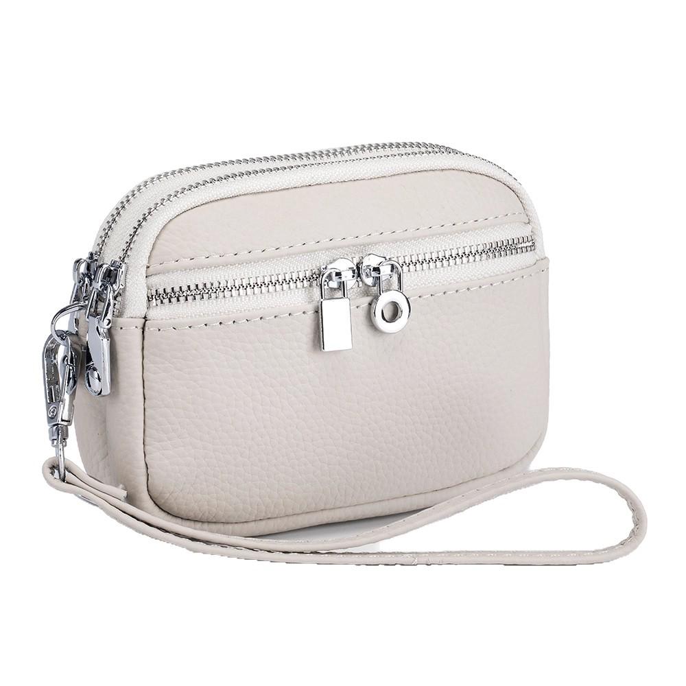 Women's Multifunctional PU Leather Double Zipper Small Wallet and Coin Purse