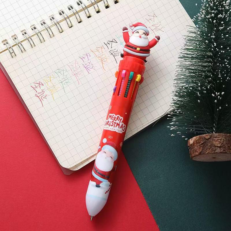 

Creative Ten-Color Christmas Ballpoint Pen for Students - Multi-Color Diary Pen & Prize Gift