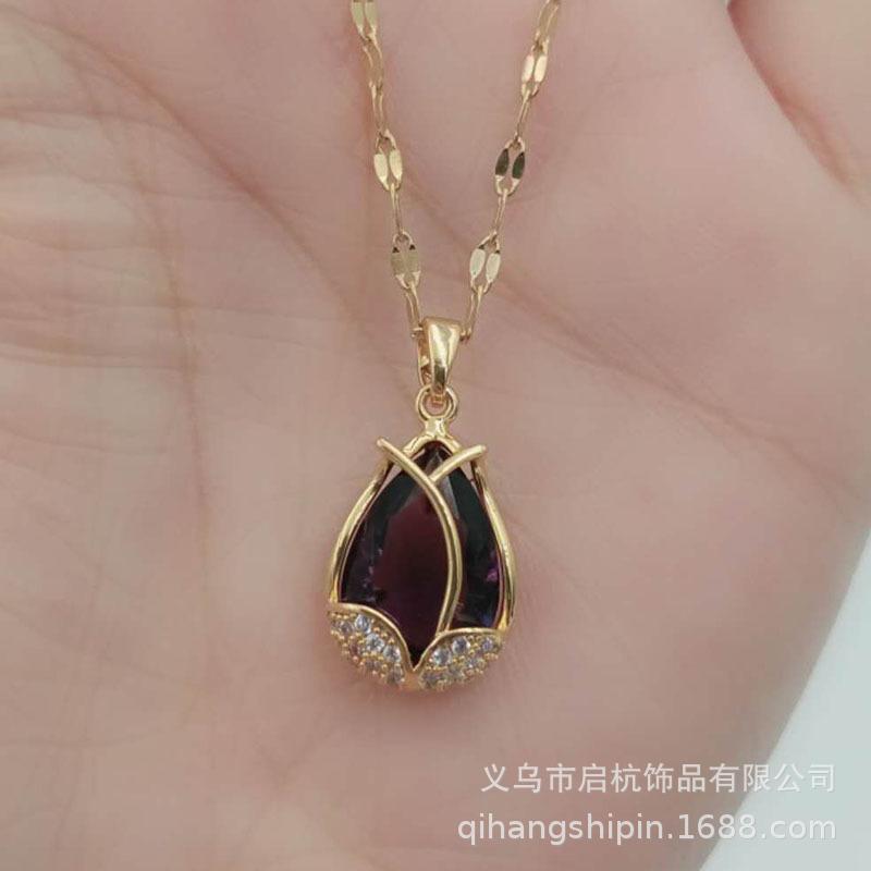 

Ожерелье-тюльпан, женская легкая роскошная титановая стальная бижутерия, не выцветающая цепочка