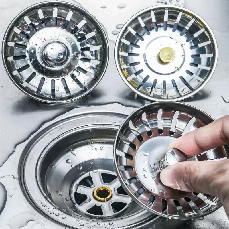 Küchenspüle Kanalisationssieb Becken Abflussstopfen Edelstahl Spüle Abfallstopfen Filter Anti-Verstopfungs-Bodenablauf Küchenzubehör
