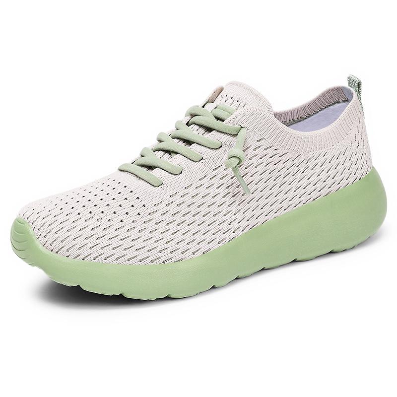 Shoes women's summer new breathable casual single shoes 2025 soft-soled fly-woven socks shoes couple sports shoes