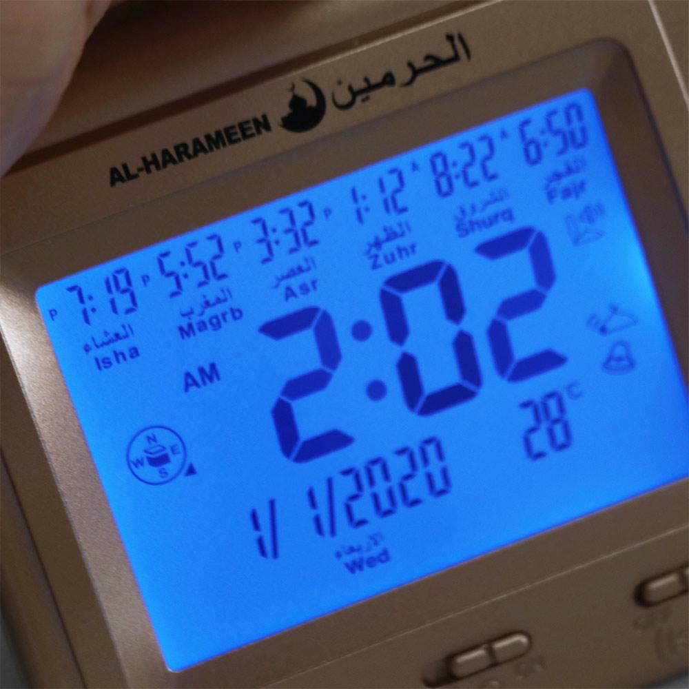Multi-purpose Muslim Table Clock Easy Setting with Adhan Alarm Tabletop Muslim Clock Hijir Calendar Temp Display