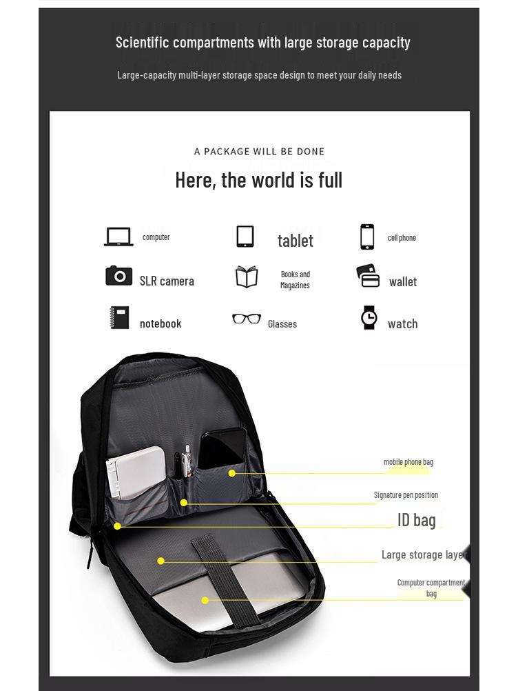 Cross-Border Business Laptop Backpack for Students - Simple, Solid Color Design
