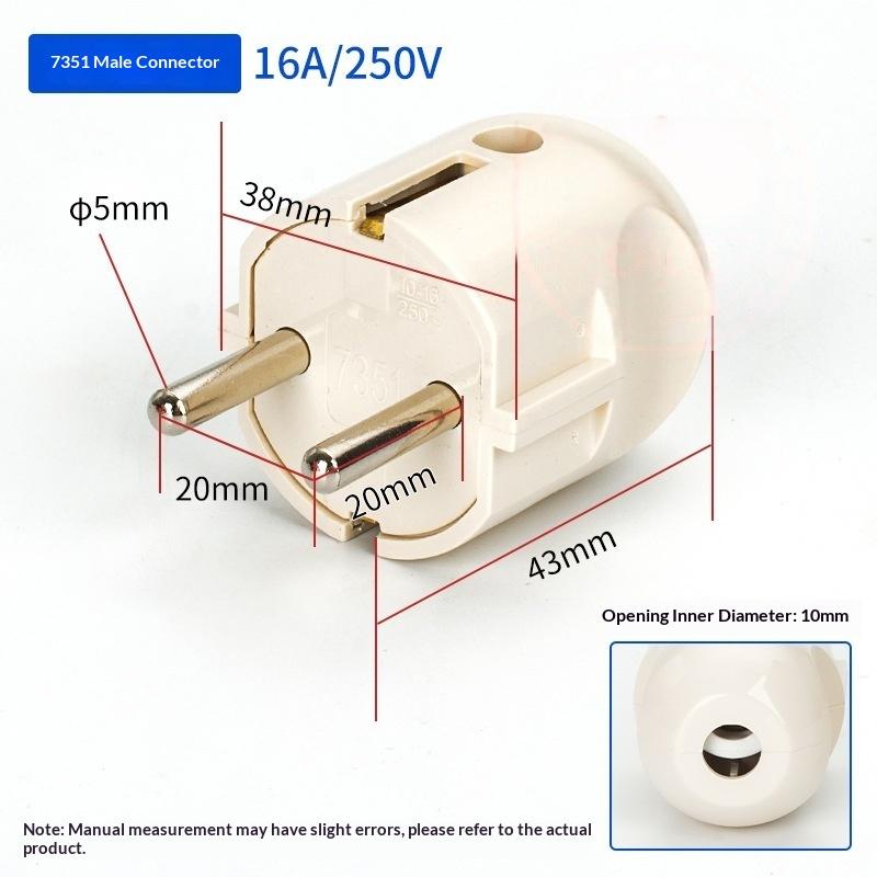 1Pcs Electrial Grounded European Connector With Cover Eu Rubber Waterproof Socket Plug Ip54 For Diy Power Cable Cord 16A 250V
