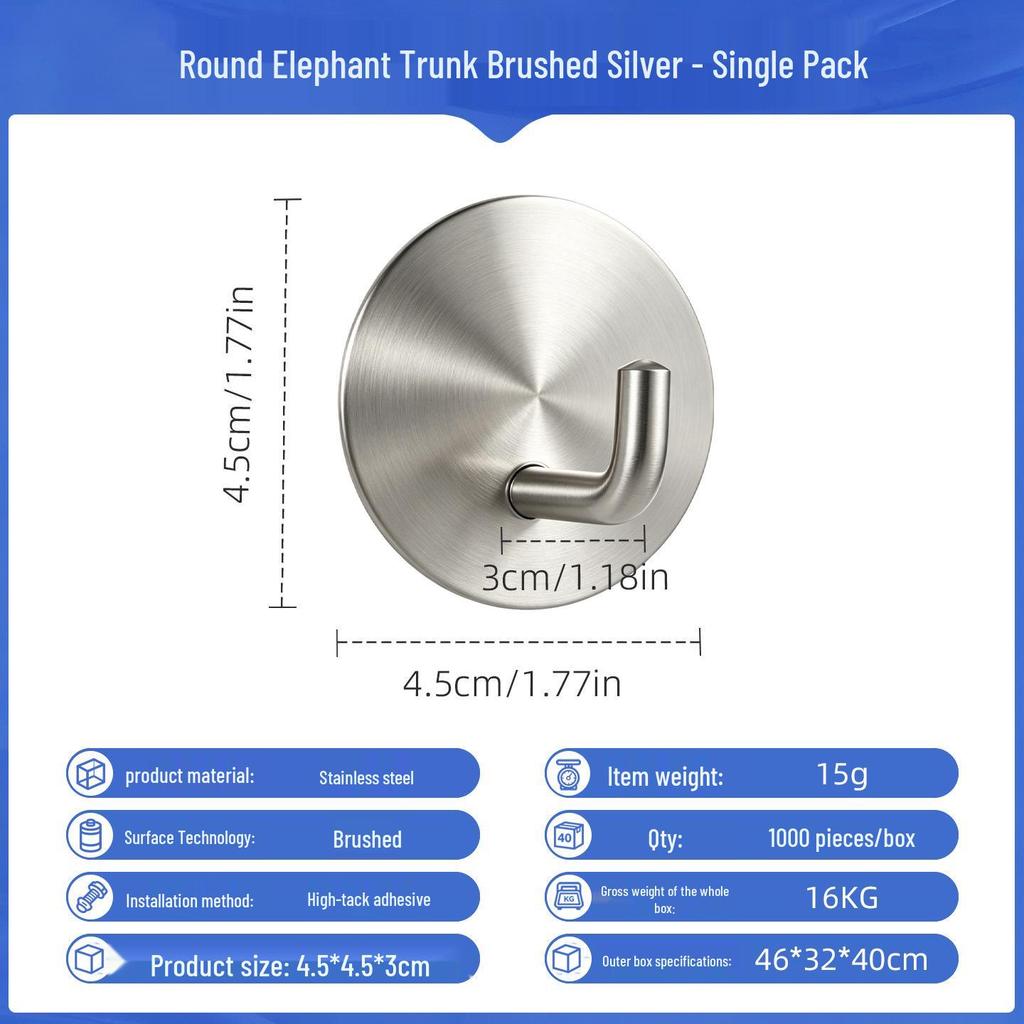 Punch-Free Strong Adhesive 304 Stainless Steel Wall Hook
