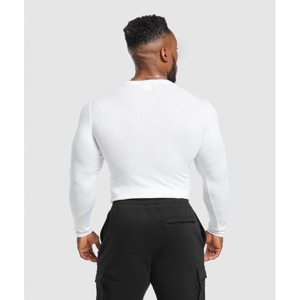 Gymshark Ribbed Long Sleeve T shirT whiTe A6a2f Wb57