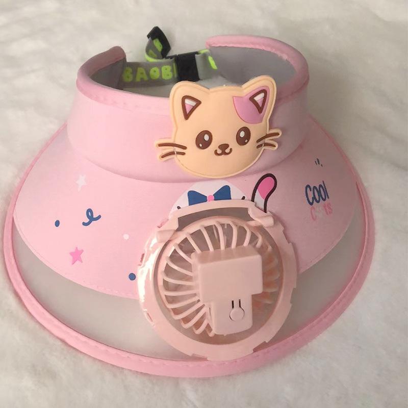 

Солнцезащитный козырек с вентилятором для детей, солнцезащитный козырек с вентилятором, козырек с вентилятором, 3 скорости ветра и USB-зарядка, большая площадь защиты от солнца розовый