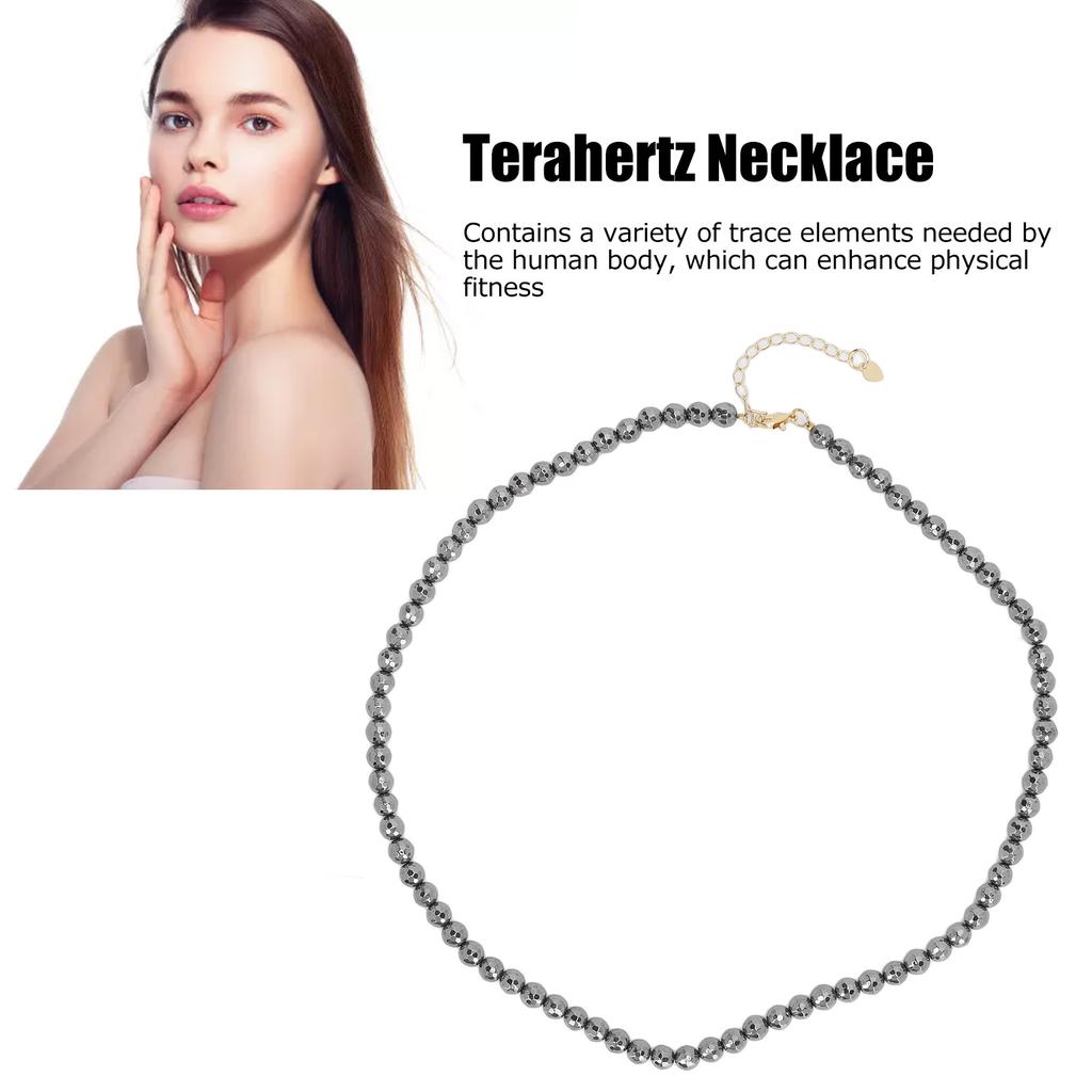 Terahertz Runde Perlen Halskette 128 Facetten Naturstein Terahertz Halskette für Frauen